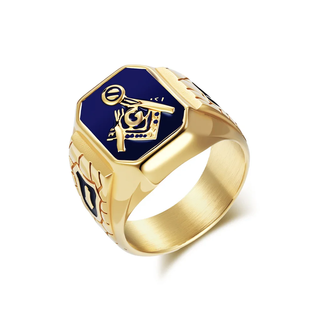 European And American Cross-border Popular Retro Personality Titanium Steel Freemason Ring, Fashion Trend Outfit Accessory view 2