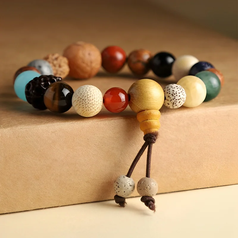 Buddhist Wood Beaded Prayer Bracelet Eighteen Seeds Bodhi Hand String for Men Women Handheld Rosary Buddhist Bead Bracelets