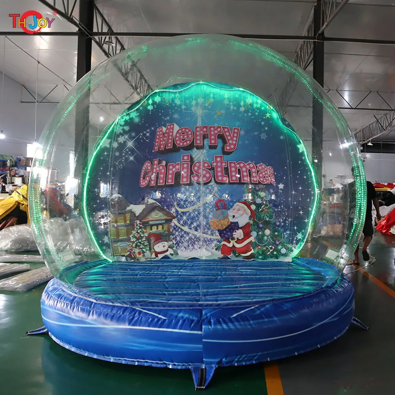 Bola de nieve inflable de la cabina de la foto clara del tamaño humano de la tienda inflable del globo de nieve de la Navidad