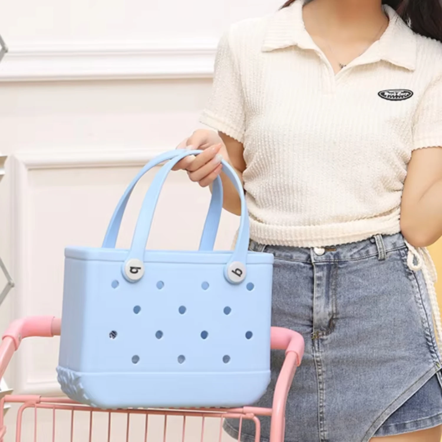 Mini Kid Beach Bogg   Waterproof Summer  Basket Women Shopping  Picnic Rubber Jelly Tote Bogg  Kid Purses