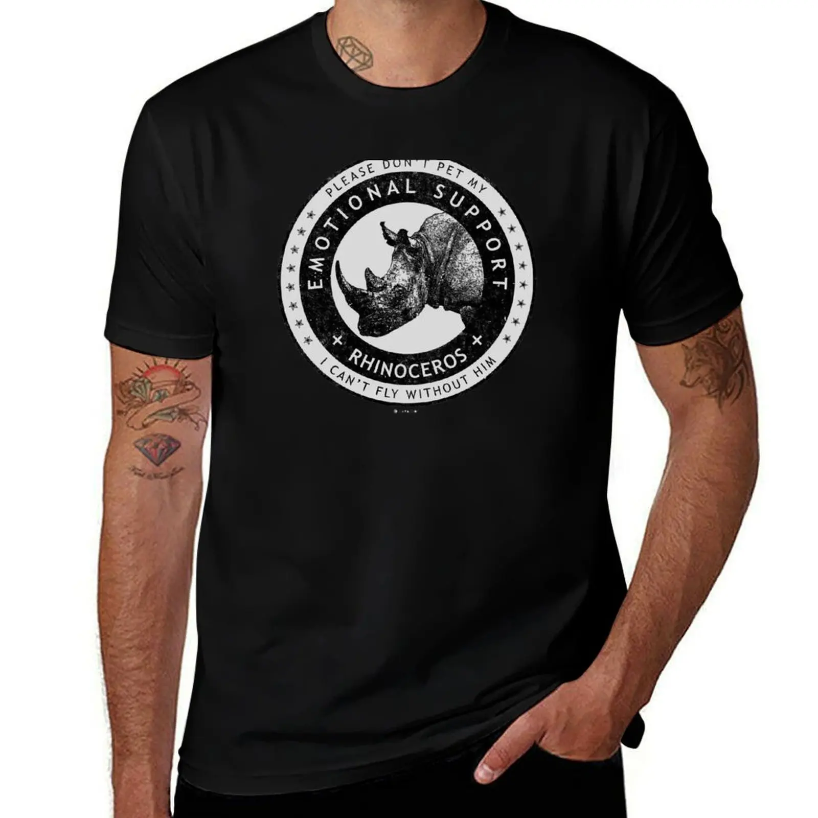 Emotional Support Rhinoceros T-Shirt Sporty Breathable Short Sleeve T-Shirt