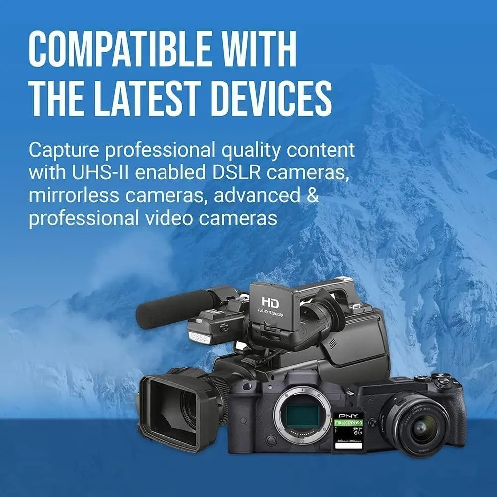 128GB UHS-II SDXC Card - R300MB/s W280MB/s, V90, 8K UHD for Professional Cameras