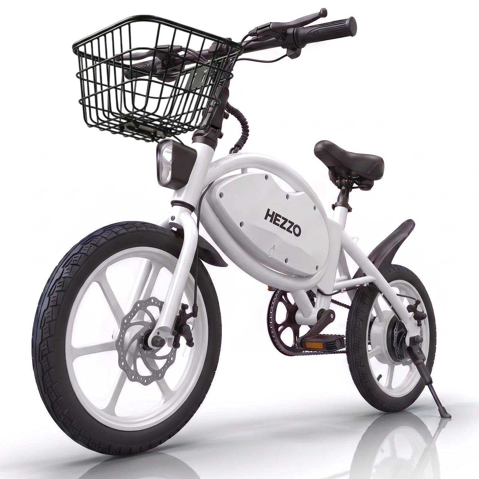 HEZZO T8 Foldable Electric Bike for Adults 48V 500W Peak 750W Brushless Motor 16Inch Carbon Steel E-Bike 7.8Ah Lithium Battery Max 25KM/H 30-35KM Range Dual Disc Brake Waterproof LED Headlight Commuter Folding E Bicycle With Basket image 2