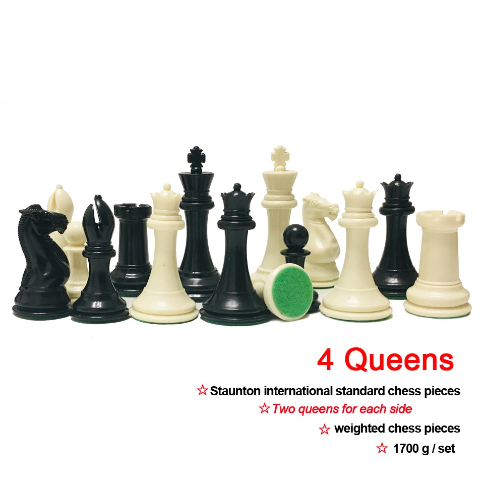 New 4 Queens Chess Set King Height 108mm Staunton Standard Chess Pieces Weighted International Chess Game for Match Club IA12
