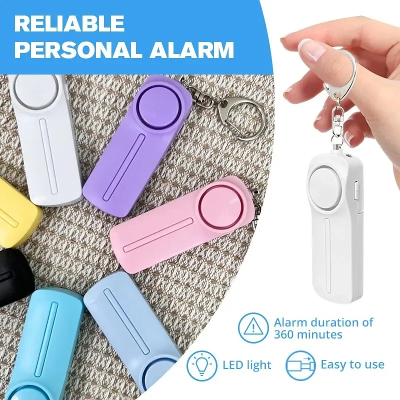 Personal Defense Alarm 130dB With LED Light Battery Powered Self Defense Woman Safety Alarm KeyChain Emergency Anti-Attack