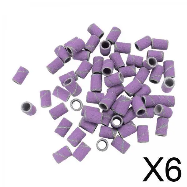 

6x100Pcs Sanding Bands for Nail Drill Bit Manicures Nail Art Tool 180 Purple