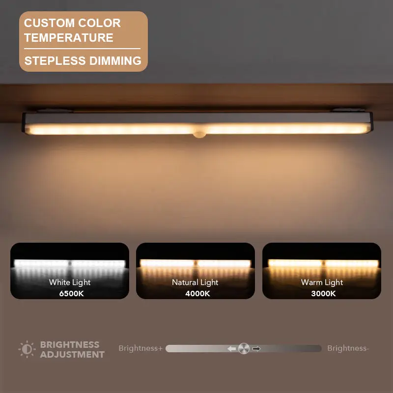 Night Lamp With Motion Sensor 1000mAh USB Rechargeable Strip Light Wireless Led Bedroom Table Lamp Kitchen Cabinet Lights