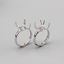 925 Sterling Silver 8 Claw Ring Blanks Adjustable Bases for Irregular Gemstones Cabochon Settings DIY Rings Jewelry Making