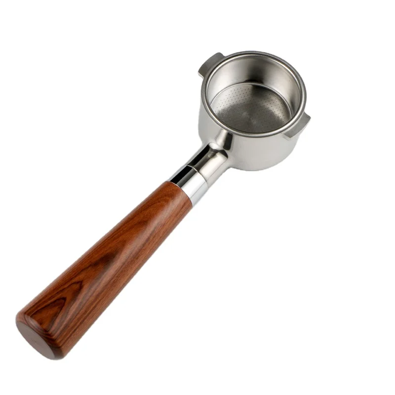 

Портафильтр для кофе эспрессо с 2 лезвиями без дна и деревянной ручкой, 51 мм