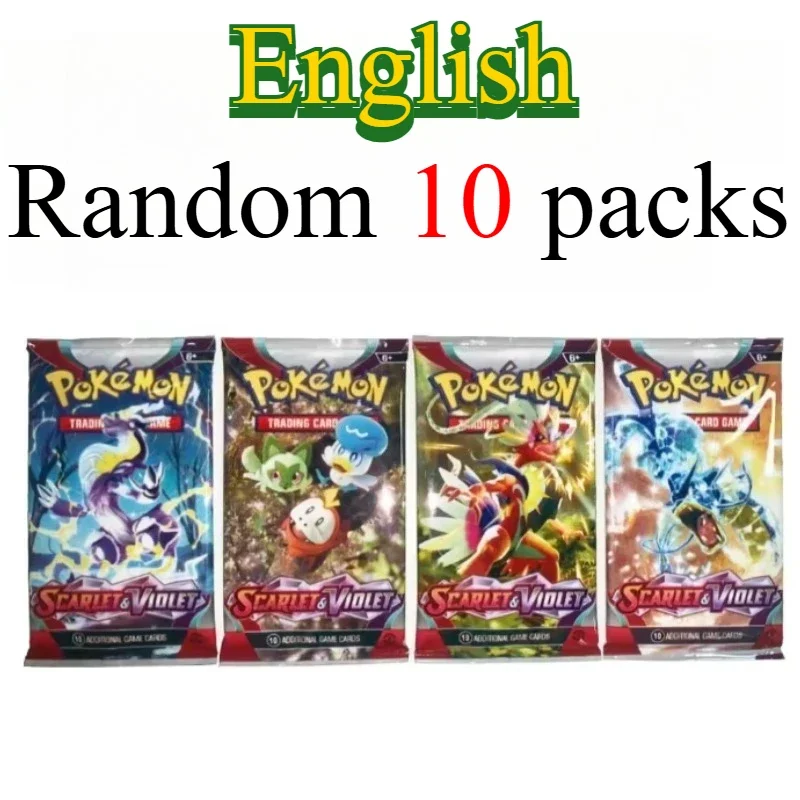 10 Pokémon-kaartpakketten, heldere sterren, 151 prismatische evoluties, PALDEAN FATES, Engelse versterking, gevechtstransactiekaartcadeau