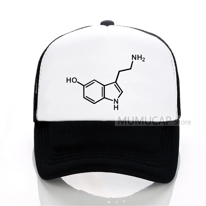 

Molecule Acid Psychedelic Chemistry Men's Baseball caps Printed Men's cap summer Mesh cap Serotonin Molecule hat