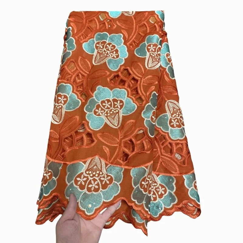 

5 yard Swiss lace fabric heavy beaded embroidery African cotton fabrics Swiss voile lace popular Dubai style PS032313