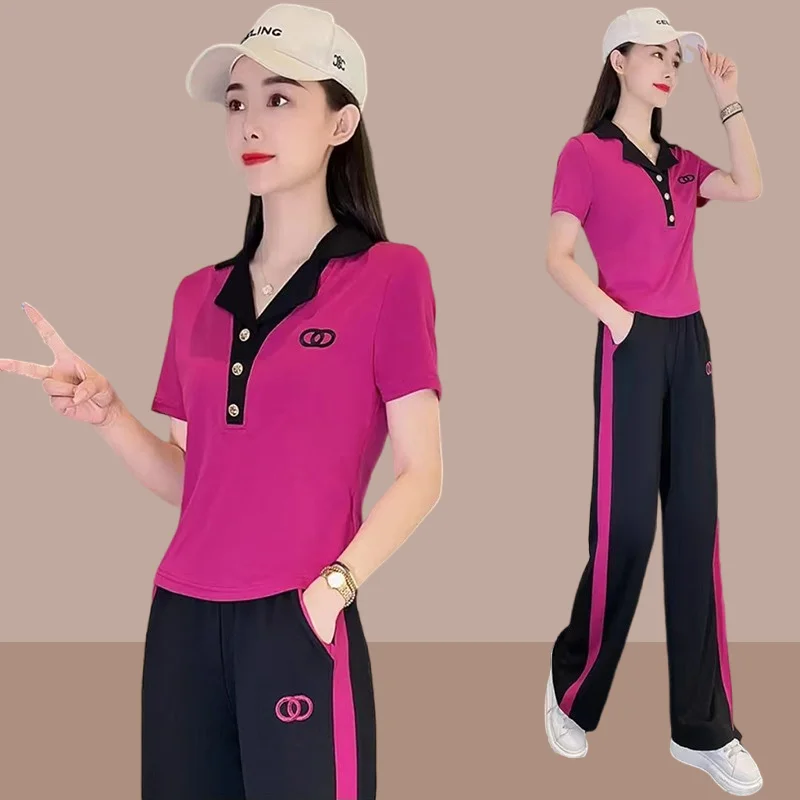 

4XL Summer Women Sportswear Tracksuit Korean Style Sweatshirt+pant Loose Running Jogger Fitness Gym Workout Casual Outfits Set