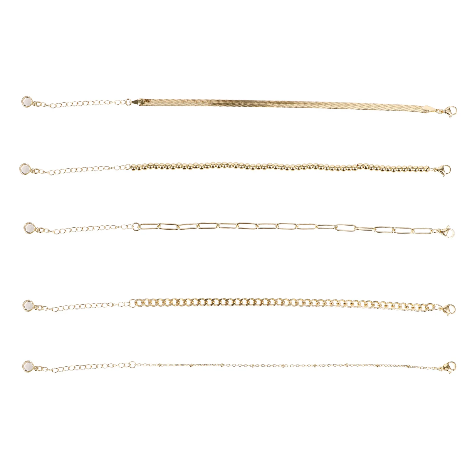 

5pcs Titanium Steel Bracelet Set For Women Girls Adjustable Fashion Layered Jewelry Gift Chain Bangle Bead Accessories Wedding