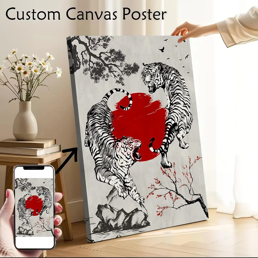 Yin Yang Tiger Canvas Poster Wall Art Customizable High Quality Printed Picture for Specialty and Themed Home Decor Ornaments