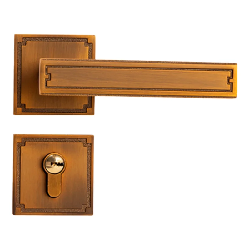 【RECOMENDAR】New Chinese Style Door Lock, Wooden Door Handle, Split Silent Interior, Household, Bedroom, Retro Handle Lock