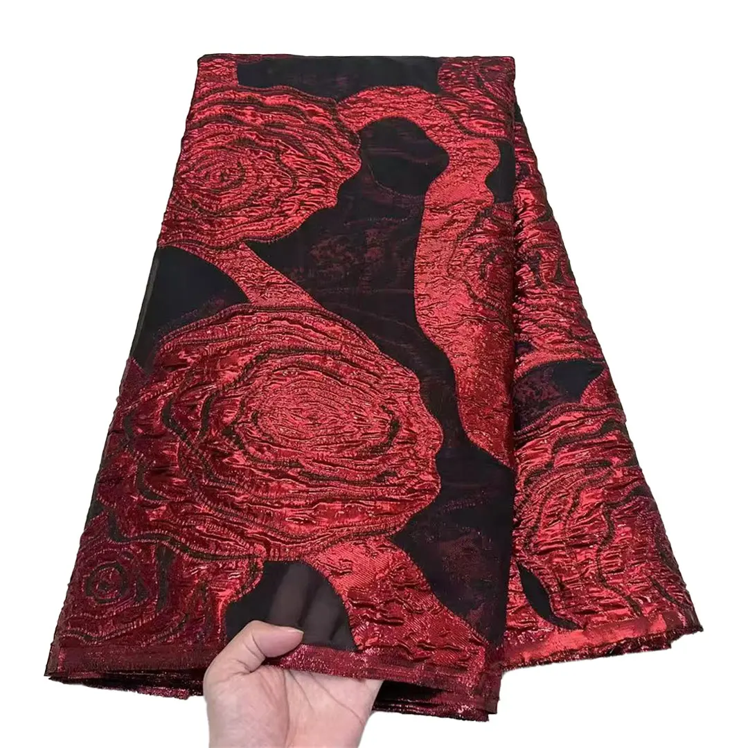 ナイジェリアブロケードレース生地 2025 高品質フレンチ金メッキジャカードレースダマスクドレス女性のウェディングパーティー縫う