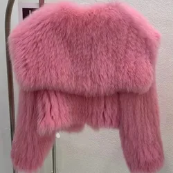 2025 Winter Women Fur Jacket New Top Woven Eco Friendly Fur Short Coat