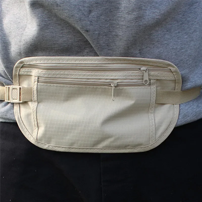 Unisex Hidden Travel Waist Belt Bag, Anti-theft Passport Money Pouch, Zipper Security Wallet for Travel