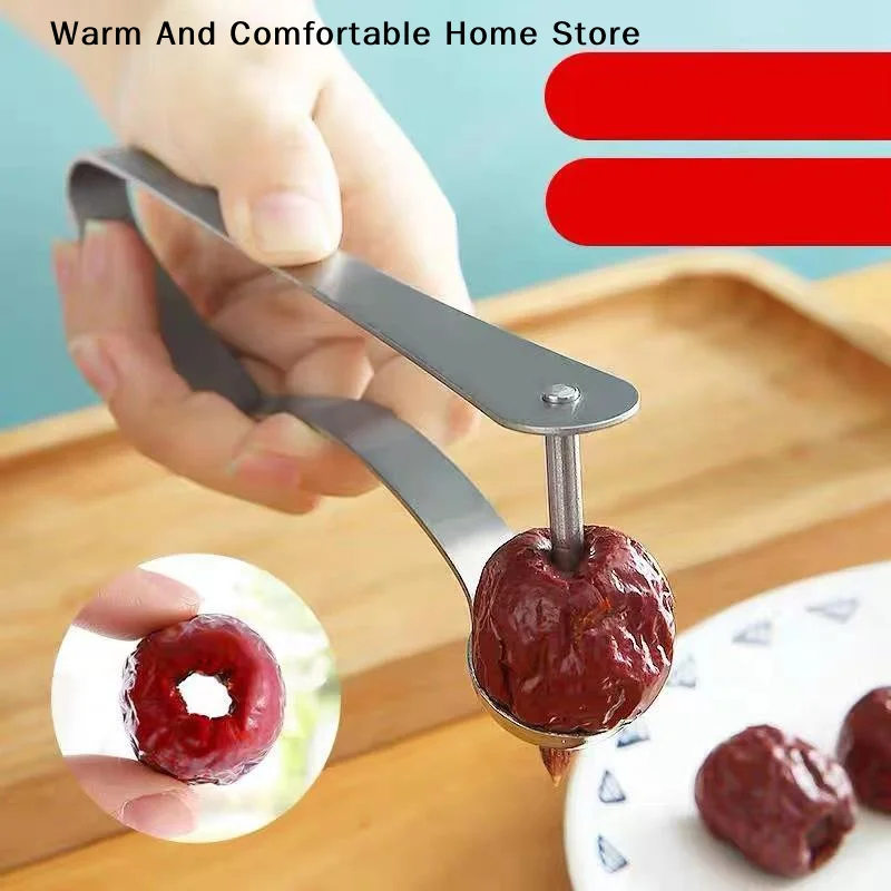 【W】Portable Jujube Core Remover Stainless Steel Cherry Pit Corer Fruit Remover Tool Olive Red Dates Pitting Device for Red Dates