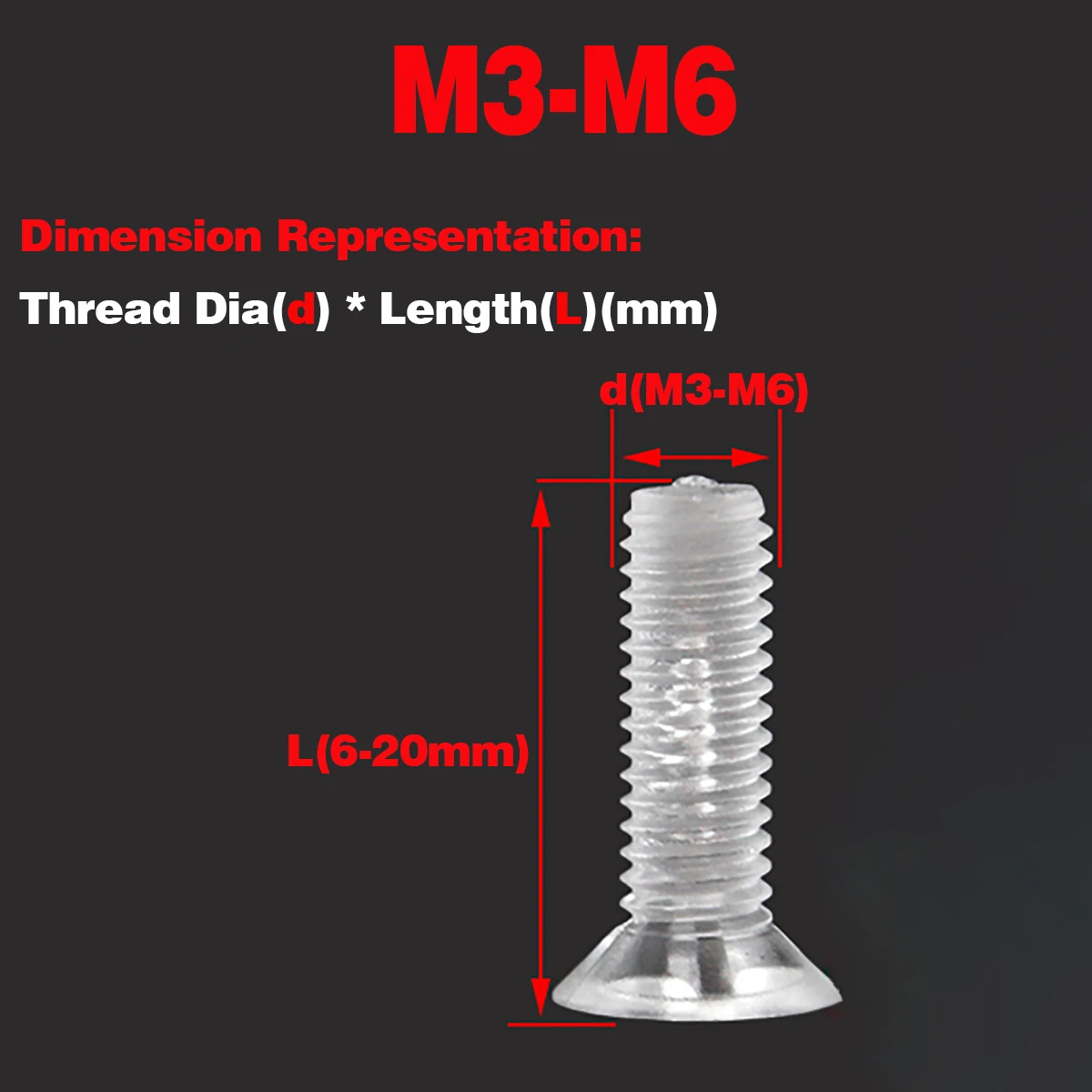 

Transparent Countersunk Head Phillips Screw Nut Combined Plastic Screw M3M4M5M6