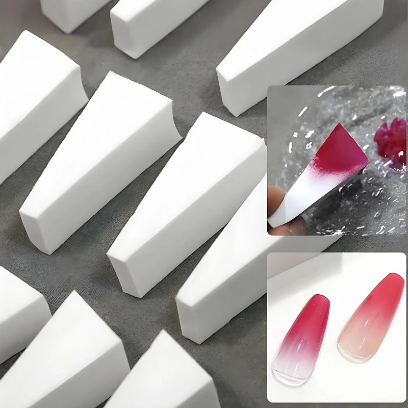 20/50Pcs High Density Nail Gradient Sponge Set White Triangle Press Gel Makeup Sponge Kit for Professional Nail Art DIY Blending