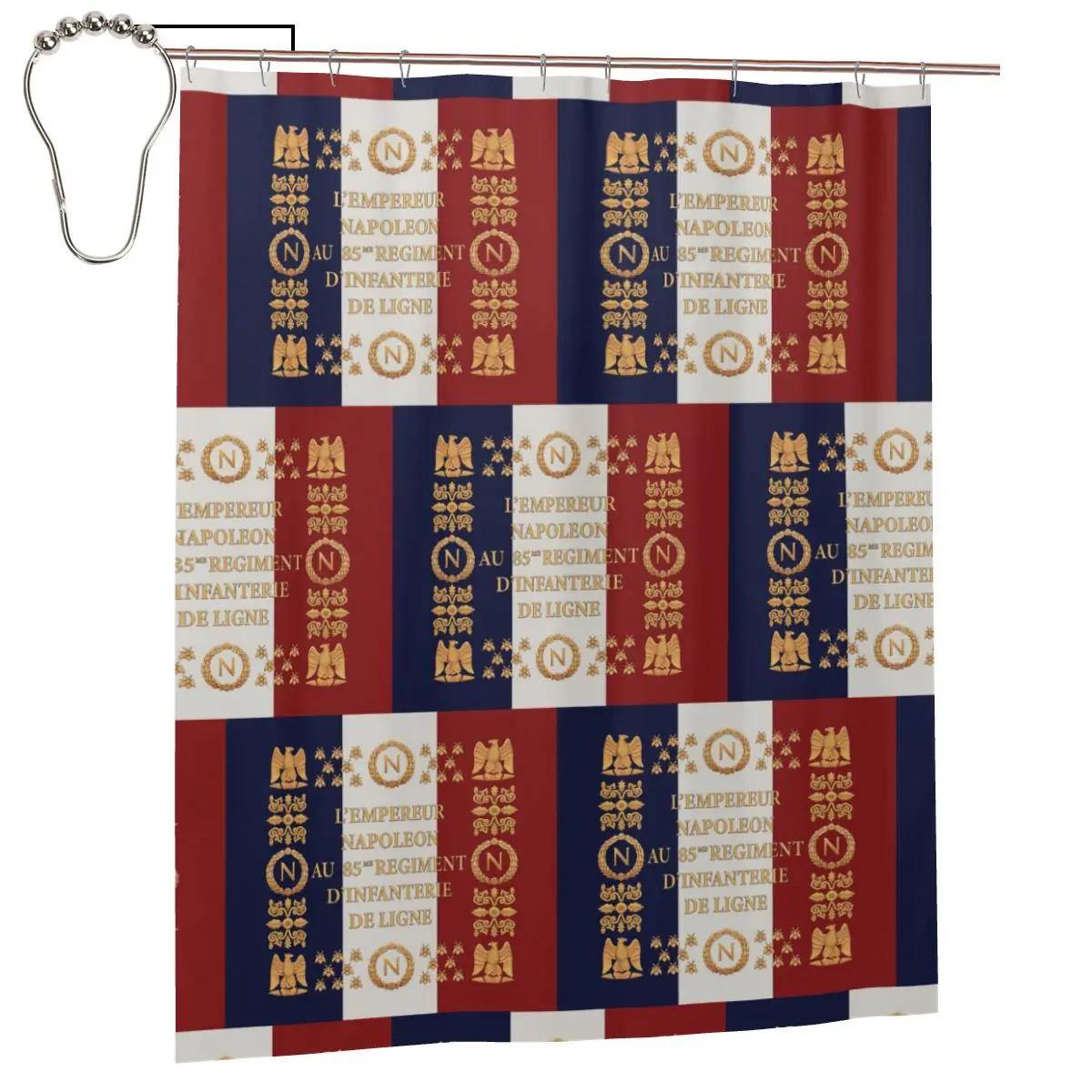

Занавеска для душа с изображением флага 85-го французского полка эпохи Наполеона, полиэстеровая, водонепроницаемая, с крючками