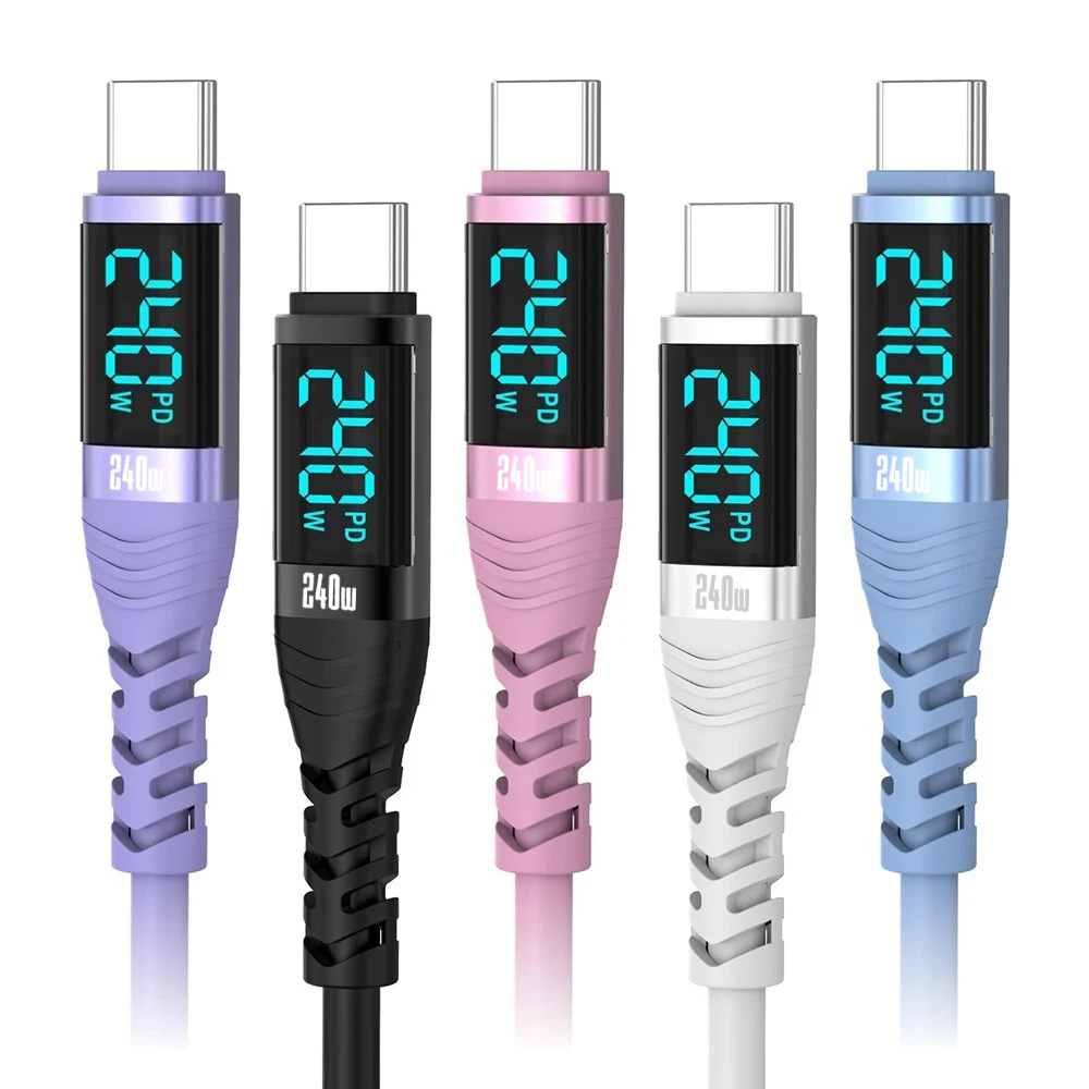 NNBILI Kabel USB C do typu C z wyświetlaczem LED Kabel do szybkiego ładowania typu C PD 240W Przewód ładujący do iPhone 15 16 Pro Macbook Pixel — zdjęcie produktu 6