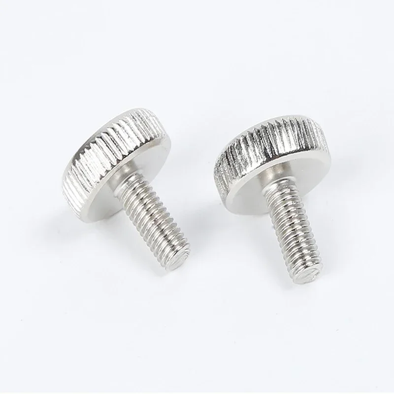 10pcs M3 GB835 304 Stainless Steel Knurl Flat Round Head Hand Tighten Curtain Wall Glass Thumb Screw Bolt