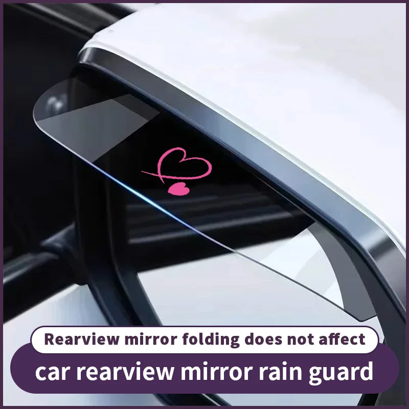 Auto-Rückspiegel-Regenschutz Rosa Doppelherz Universal Transparent Wasserdichter und Regenfester Schutz