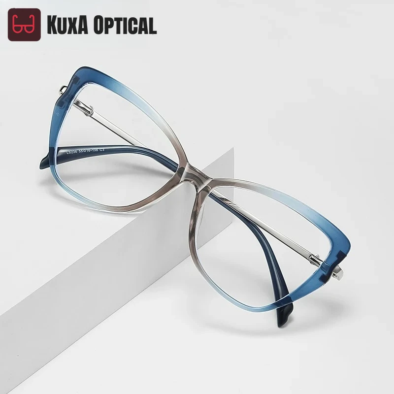 

KUXA, новый стиль, персонализированные модные женские очки в большой оправе с бабочкой и защитой от синего света, настраиваемые по рецепту LS236