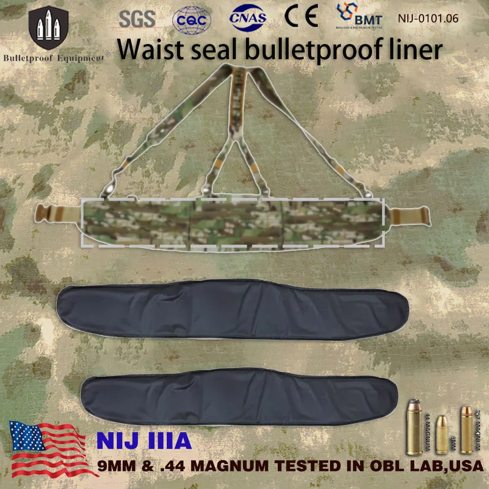 

USA BulletProof NIJ IIIA 3A .44mag PE Soft Ballistic Armour Inserts Tactical Panel For VestWaist seal bulletproof liner L size