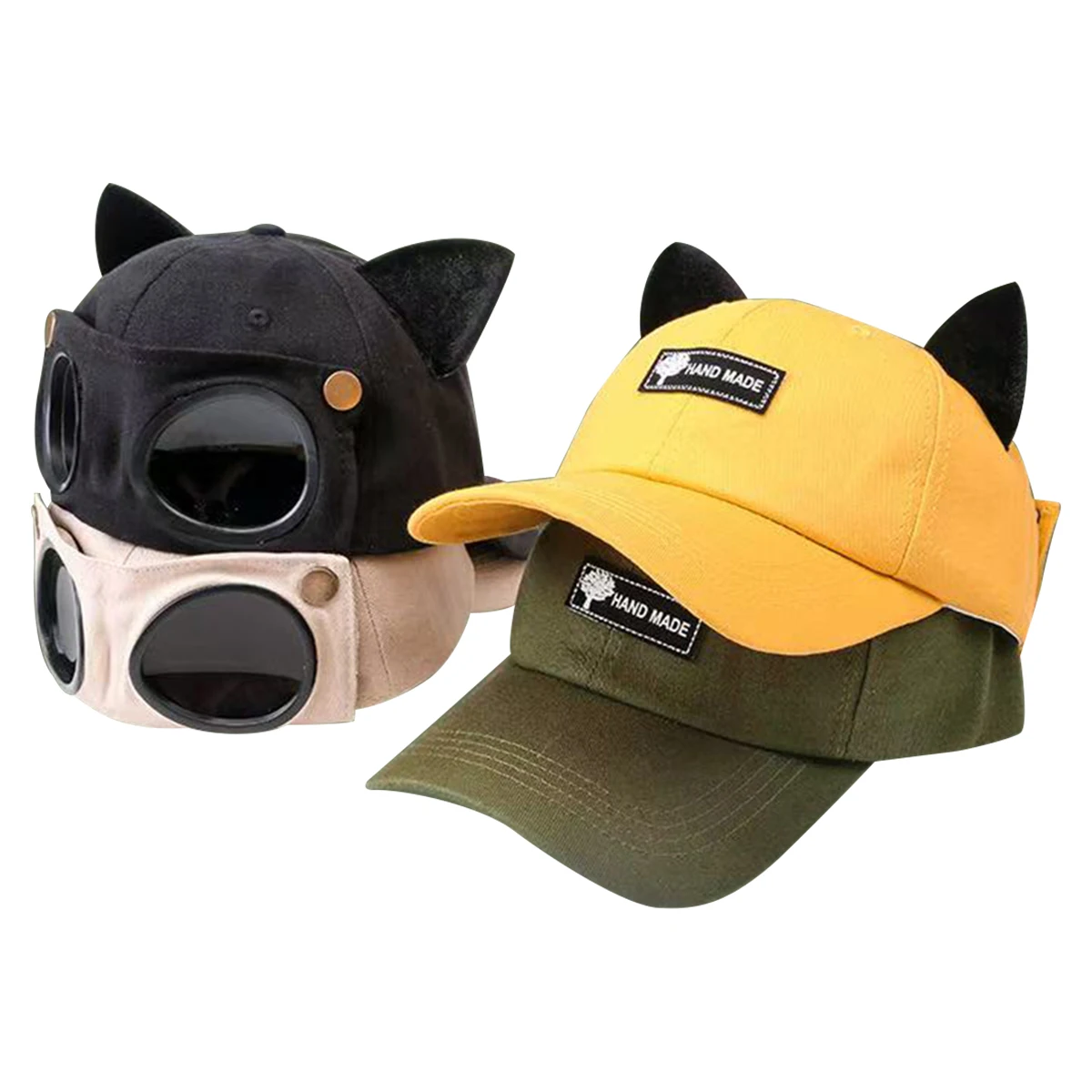 Unisex Personality Cat Ear Goggles Baseball Caps Spring Autumn Outdoor Casual Hats Sunscreen Hat Sports Cap