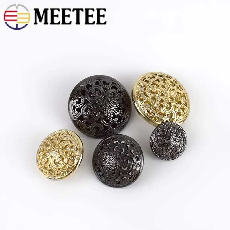 10/20Pcs 15-25mm Hollow Carved Metal Button for Clothing Decorative Botones Suit Skirt Coat DIY Women Garment Sewing Accessories