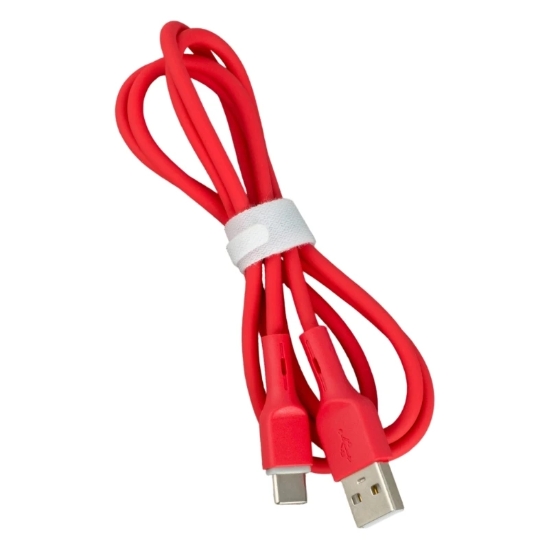 USB A to Type C Silicone Cable, 1 Meter Charging Data Cord for USB C Device Power in Travel, Desk, and Bedside Use