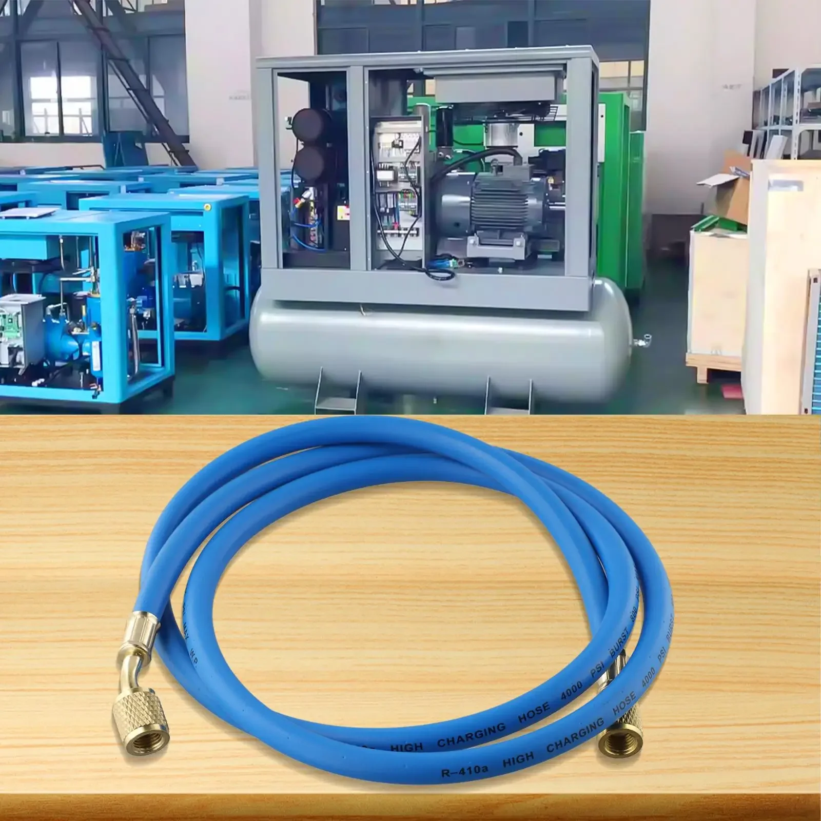 HVAC Refrigeration Charging Hose 4 92Ft 1/4 to 5/16 SAE Thread Heavy Duty Rubber Hose with Brass Couplings Rated at 800PSI