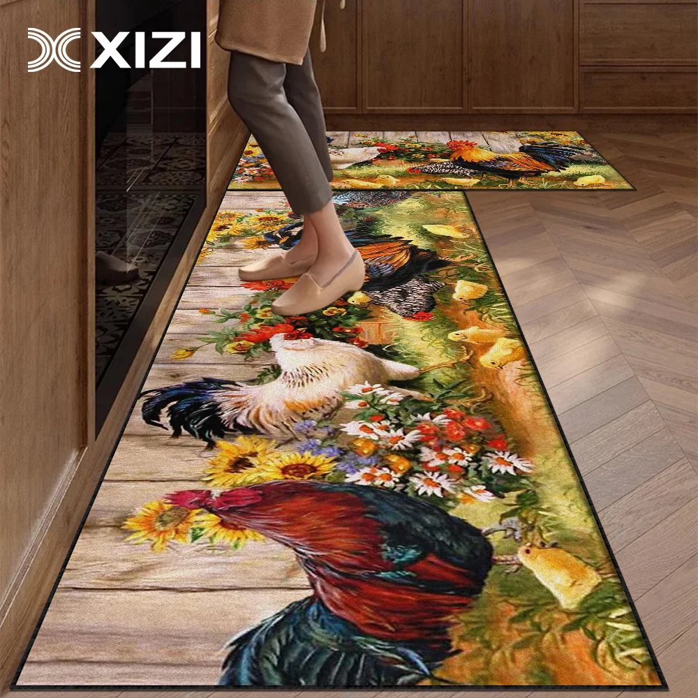 

Farm Rooster Pattern Kitchen Floor Mat,Dining,Living Room Sofa Bedroom Bedside Carpet,Bathroom Area Rug,Home Decoration Carpet