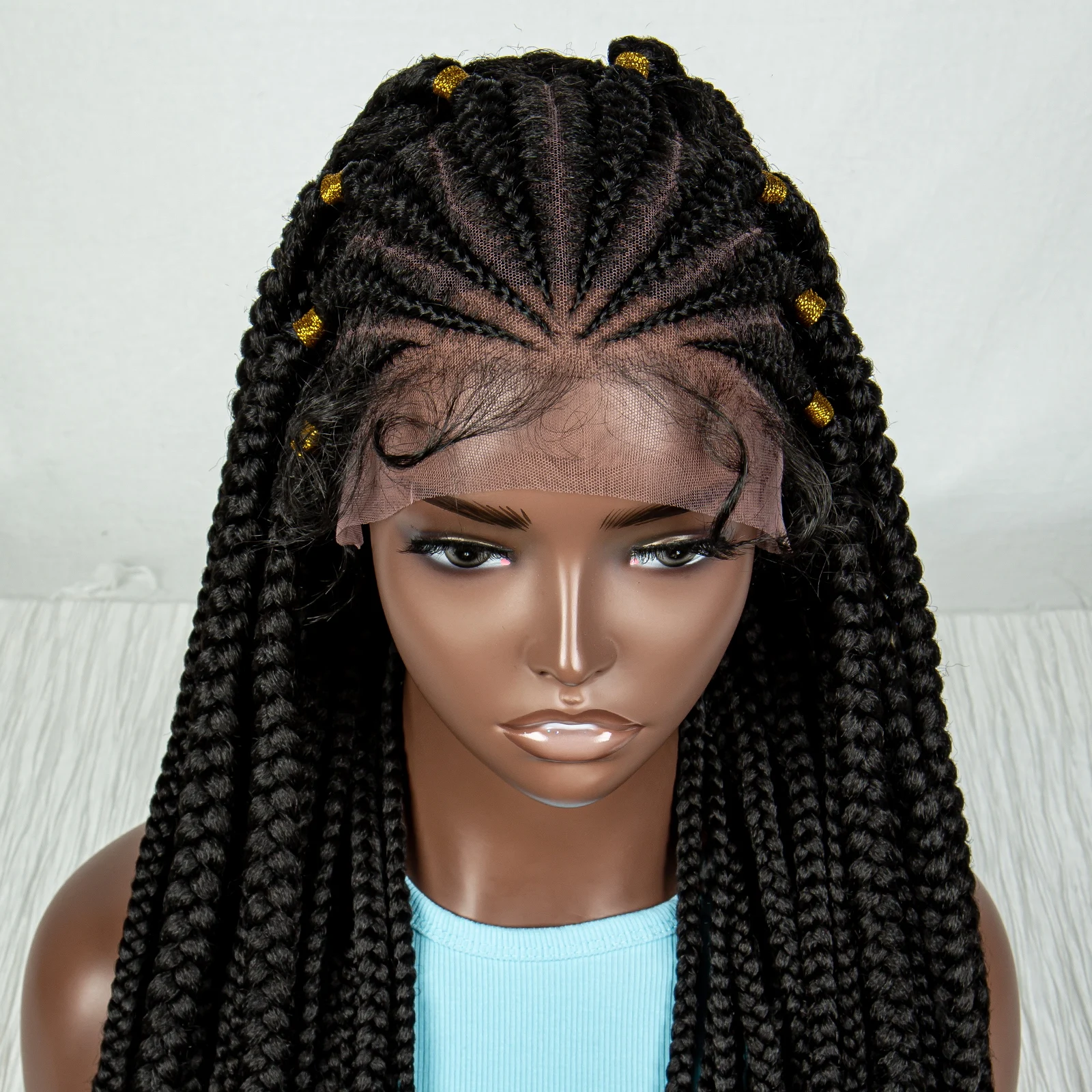 Perruque Synthétique Lisse Tressée Sans Nministériels d, Faite à la Main, Légère, Cornrow, pour Femme Noire