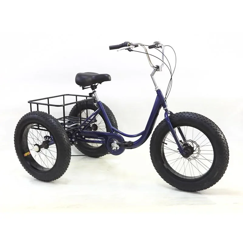 Snow Tricycle, 20 Inch 7-speed, Fat Tire Bicycle, High Carbon Steel Frame, Elderly, Grocery Shopping and Cycling