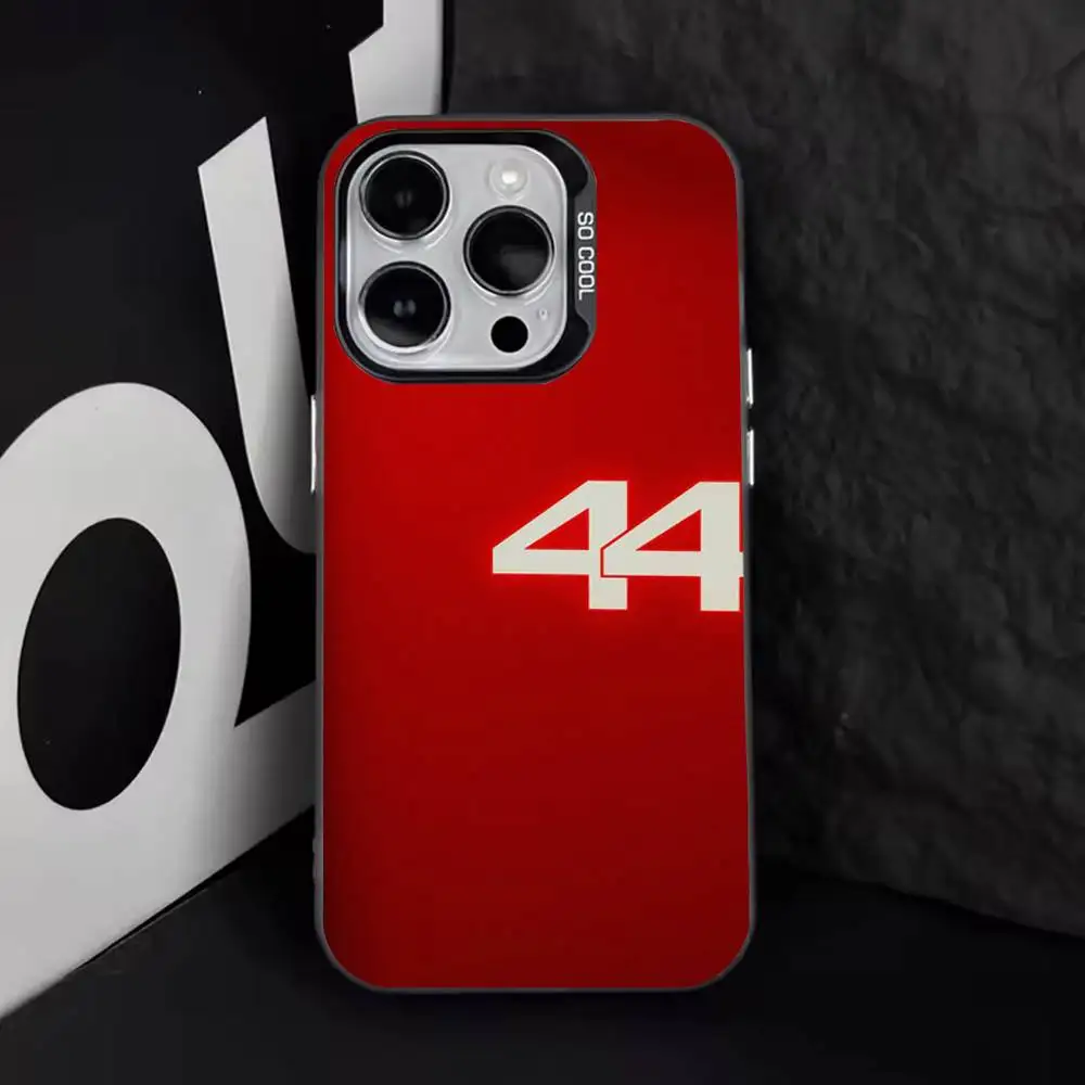 44 L-Lewis H-Hamilton-ES جراب هاتف آيفون 16,15,14,13,12,11,8,7,Pro,Max,Plus,Mini,XS,SE مضاد للسقوط أسود غير لامع