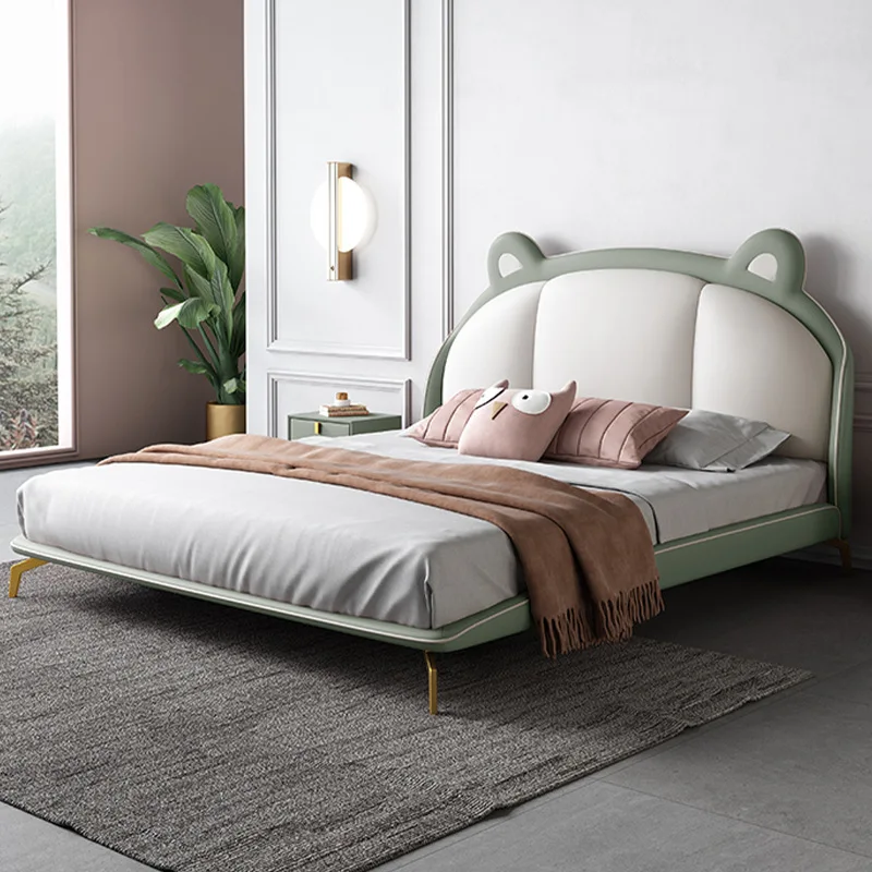 حقيبة سرير ناعمة للأطفال على شكل دب بطول 1.5 متر للأولاد والبنات سرير ناعم خفيف فاخر مزدوج حقيبة ناعمة للأحداث من الجلد