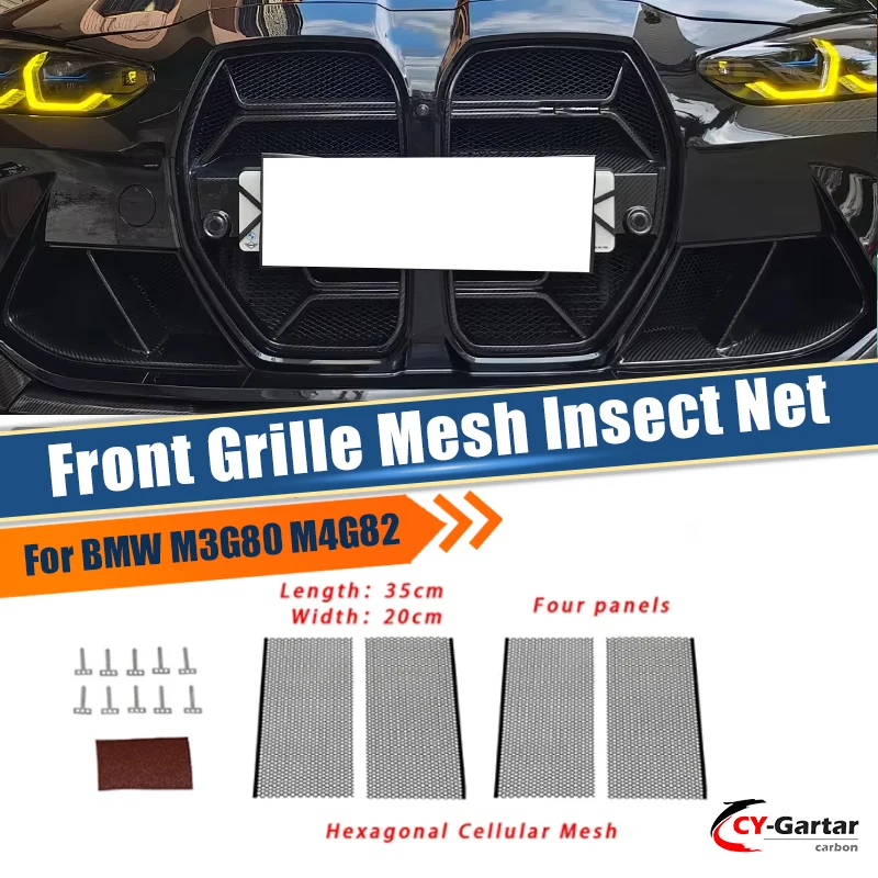 pour-bmw-m3-m4-g80-g82-g83-grille-de-calandre-avant-en-maille-plaque-de-ventilation-d'admission-d'air-feuille-de-grille-d'admission-d'air-filet-anti-insectes-pieces-en-nid-d'abeille