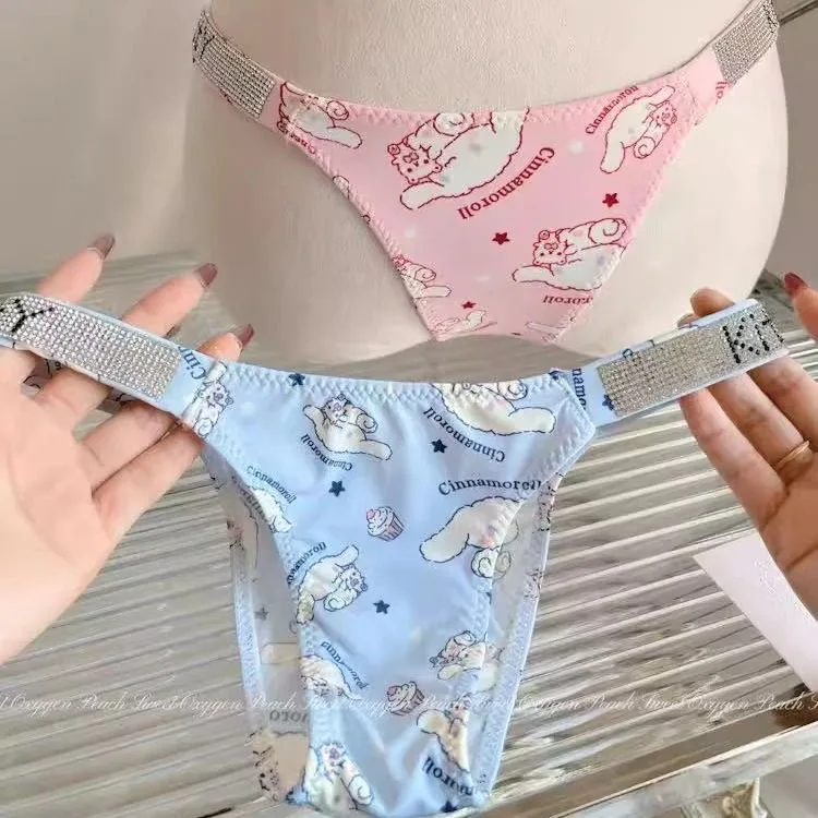 2/3 Piezas de Tanga Anime Y2K Hello Kitty, Bragas Sexys para Mujer, Lindas Bragas de Dibujos Animados Estilo Japonés, de Seda Helada, para Estudiantes, Regalo