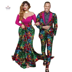 African Sweet Lovers Matching Couples Clothes Gift Valentine' Day Long Sleeve Women Maxi Dresses and Mens Jacket Suits WYQ40