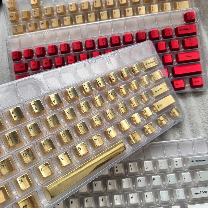 

НОВЫЕ металлические колпачки для клавиш из алюминиевого сплава, изготовленные на заказ колпачки для ключей с вишневым профилем, матовое золото, зеркало, золотой дизайн, колпачки для ключей для геймеров, подарок