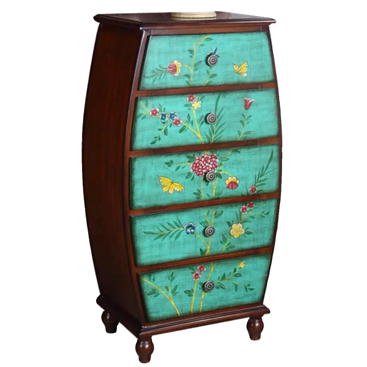 

American art chest bedroom retro locker living room high and low side cabinet painted large capacity locker idyllic style