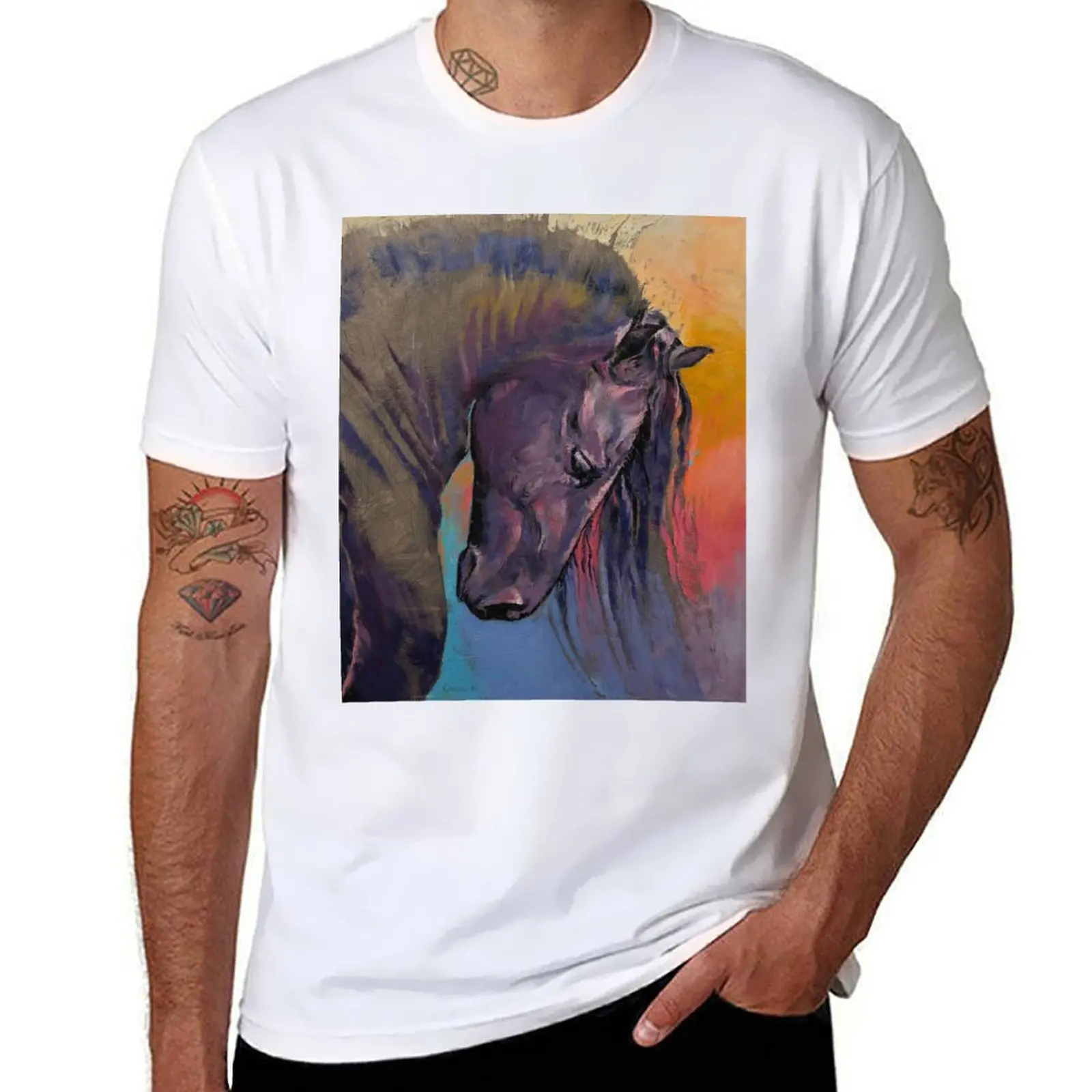 

Friesian Horse T-Shirt t shirt man casual man t shirt heavy cotton man t shirt cotton high quality T-Shirt