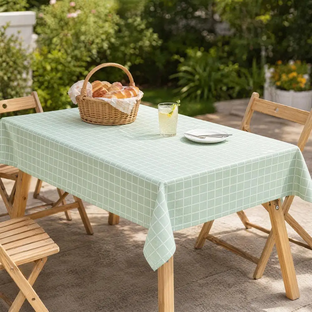 Rectangular Tablecloth, Plastic Plaid Tablecloth, Waterproof Stain-Resistant Table Cover For Dining Table Outdoor Picnic Camping