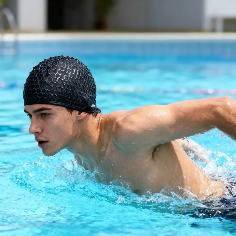 

Аксессуары для водных видов спорта Текстурированная силиконовая шапочка для плавания Дизайн Супер эластичная водонепроницаемая удобная шапочка для плавания унисекс