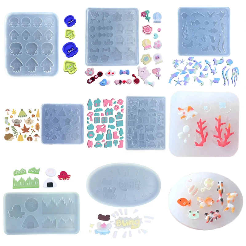 

Shaker Resin Mold Fillers Sepiida, Starfish, Goldfish Animal Shape Silicone Molds Quicksand Shaker Filling Mold for DIY Jewelry